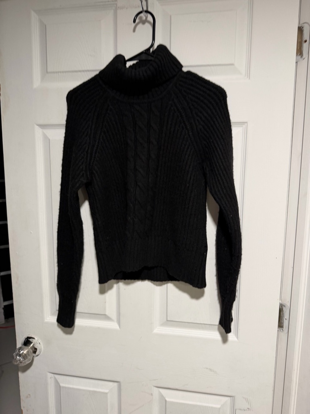 STATE Black Cable-Knit Turtleneck Sweater